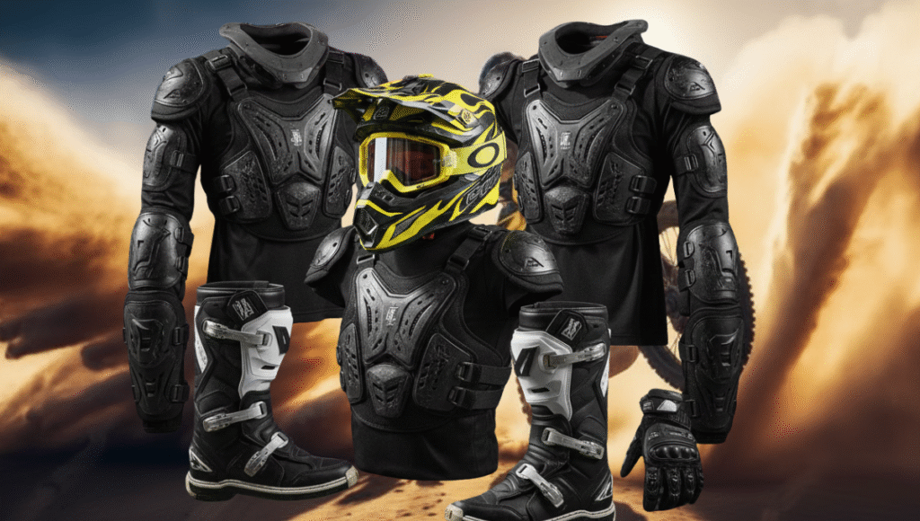 dirt bike protective gear boots armour goggles and